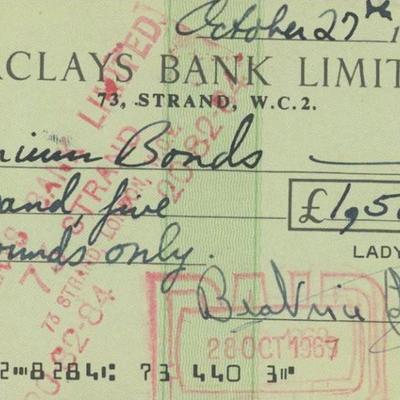 Beatrice Lillie signed check