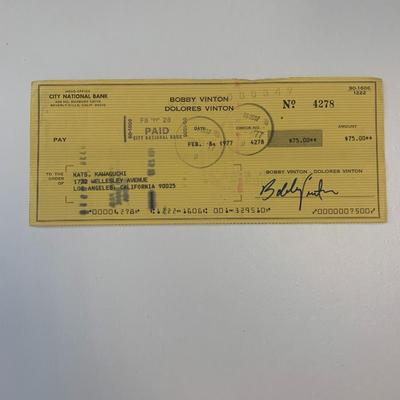 Bobby Vinton signed check