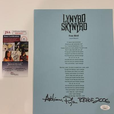 Lynyrd Skynyrd signed Artimus Pyle Freebird lyrics