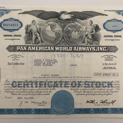 Pan American World Airways, INC Forty Seven Shares Certificate of Stock