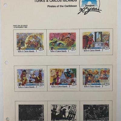 Walt Disney Pirates of the Caribbean Stamp Sheet. Turks & Caicos
