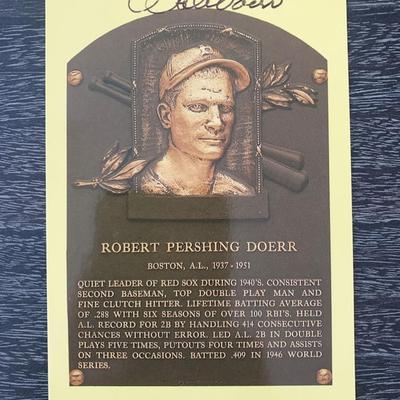 Bobby Doerr signed Baseball Hall of Fame Plaque Postcard