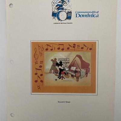 Walt Disney Mickey Mouse Stamp Sheet. Commonwealth of Dominica