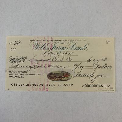 Rollie Fingers signed check