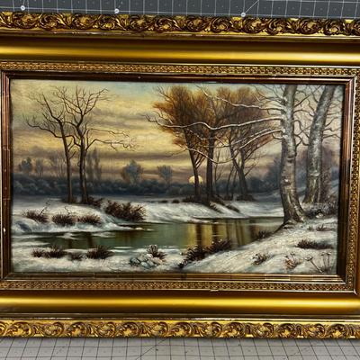 Lovely Winter Landscape Oil Painting 