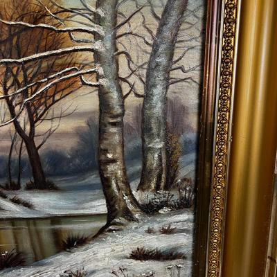 Lovely Winter Landscape Oil Painting 