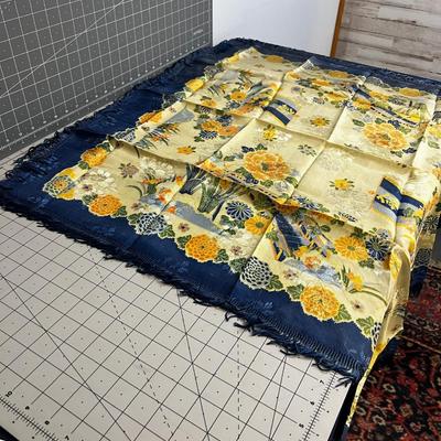Antique Chinese Silk Coverlet or Small Table Cloth 