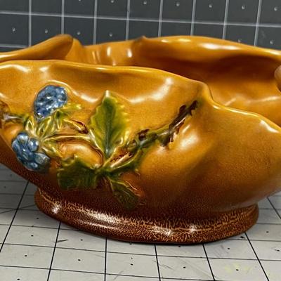 Weller Centerpiece Bowl Rusty Color with white and Blue Flower