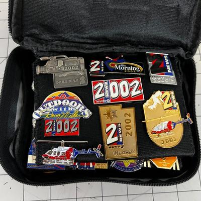Tote with a Collection of 2002 SLC Olympic Pins in a Collector Tote Bag with Strap. 