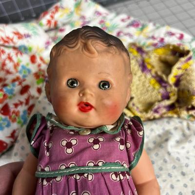 Antique Baby Doll w Crocheted Outfit 