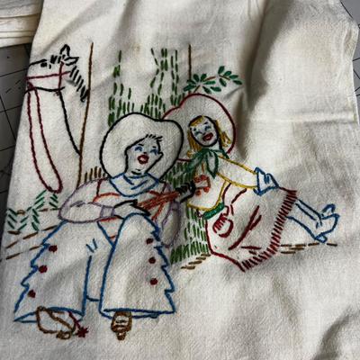 The Greatest Embroidered Western Flour Sack (3) Kitchen Towels EVER!