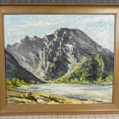 G. P. Unseld, Oil on Board , Mountain & Lake Dated 1953 