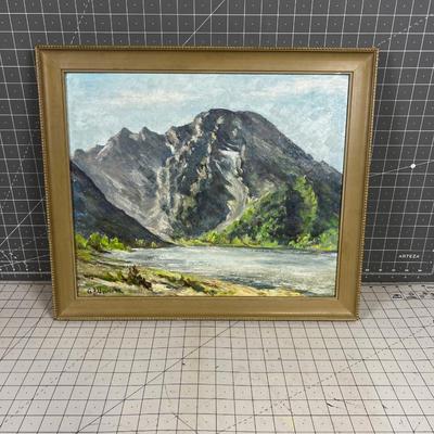 G. P. Unseld, Oil on Board , Mountain & Lake Dated 1953 