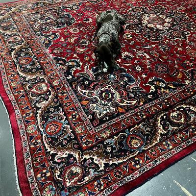 NICE - MASHAD RUG! Red, Hand Made! Antique -  old! 