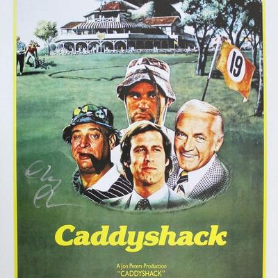 Chevy Chase Caddyshack Signed 12x18 Mini Movie Poster.  Beckett
