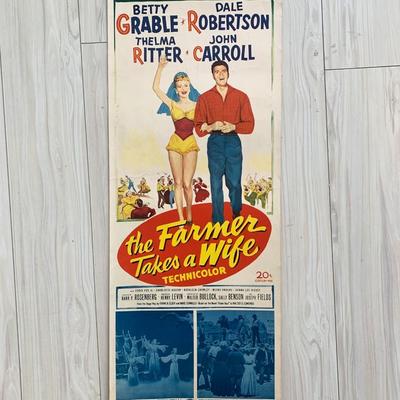 The Farmer Takes a Wife original 1952 vintage insert movie poster