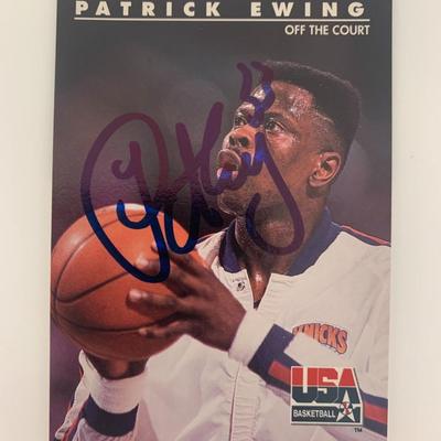 Patrick Ewing signed basketball card