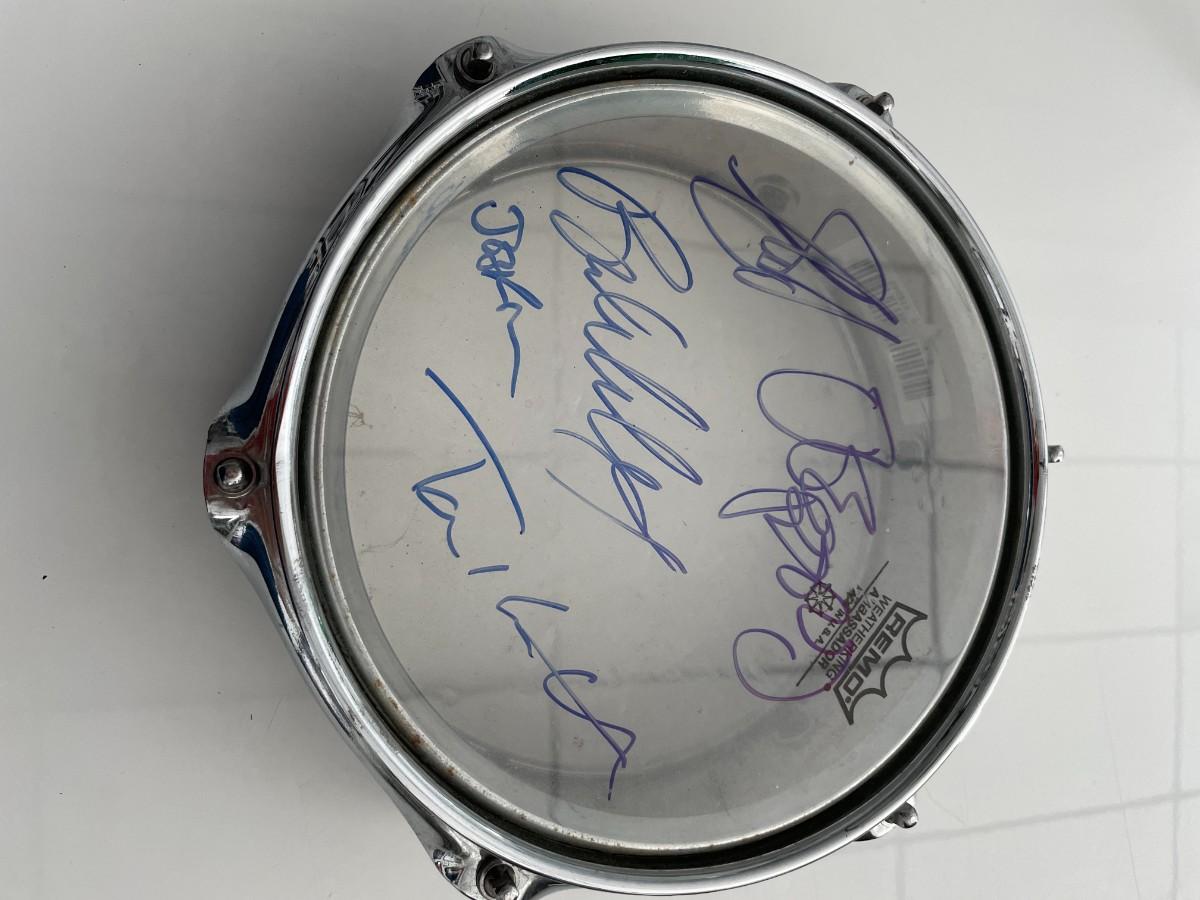 Aerosmith band signed drum head