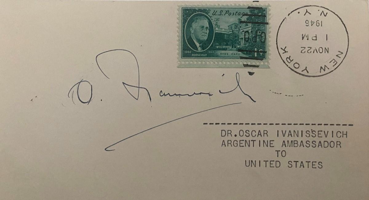 Oscar Ivanissevich signed 1946 cover