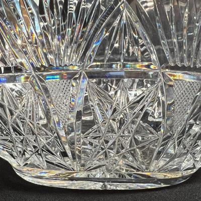 STUNNING Large Heavy Crystal Cut Glass Basket PRISTINE!