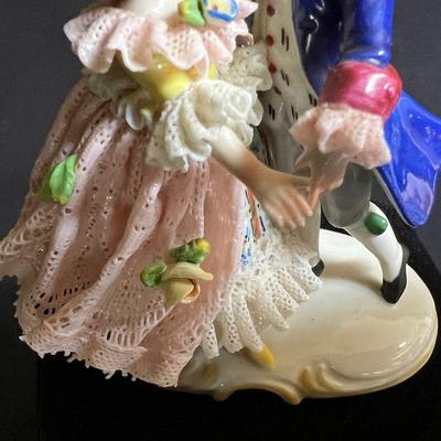 Delicately Detailed Dresden Mini Lace Dancing Figurine Porcelain