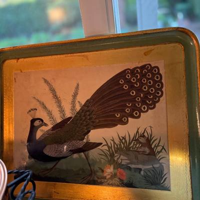 Copper Fondue, vintage ceramics, Peacock tray