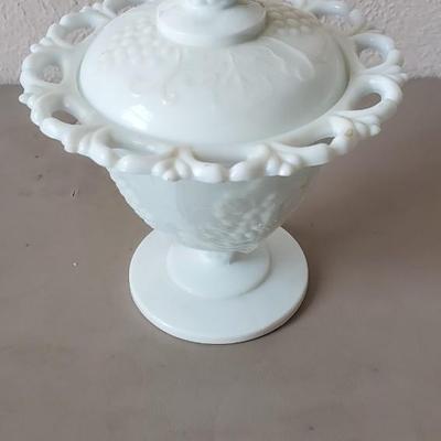 Milk glass compote