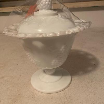 Milk glass compote