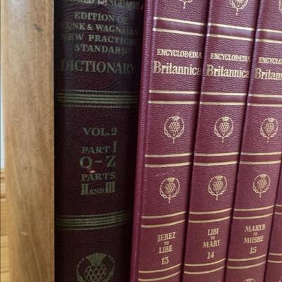 Bookcase with vintage Britannica Encyclopedias
