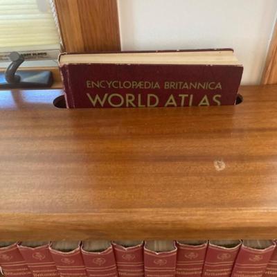 Bookcase with vintage Britannica Encyclopedias