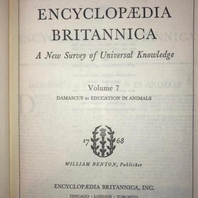 Bookcase with vintage Britannica Encyclopedias
