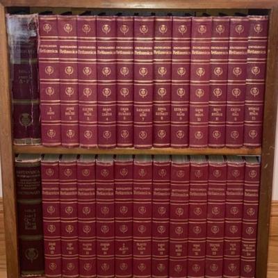 Bookcase with vintage Britannica Encyclopedias
