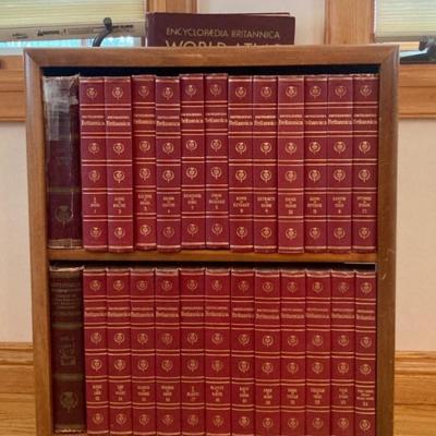 Bookcase with vintage Britannica Encyclopedias
