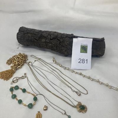 Lot of 10k Pearl  and green stone jewelry
