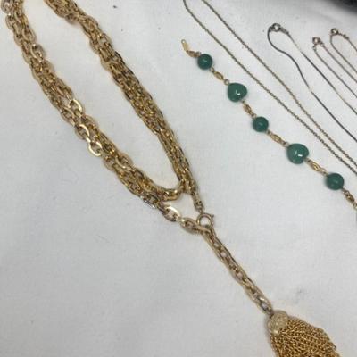 Lot of 10k Pearl  and green stone jewelry