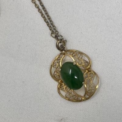 Lot of 10k Pearl  and green stone jewelry