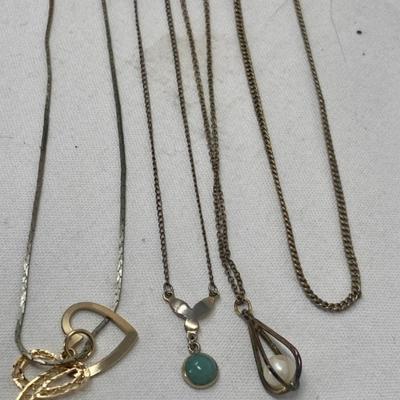Lot of 10k Pearl  and green stone jewelry