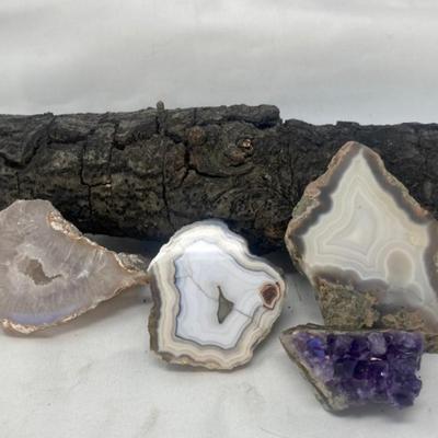 Lot of Agates and Natural Amethyst Geode