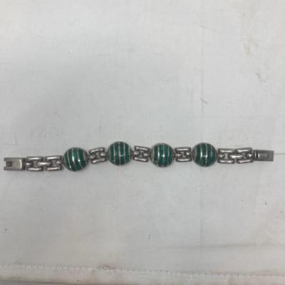 Sterling and possibly malachite bracelet