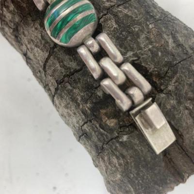 Sterling and possibly malachite bracelet