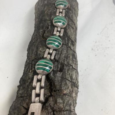 Sterling and possibly malachite bracelet