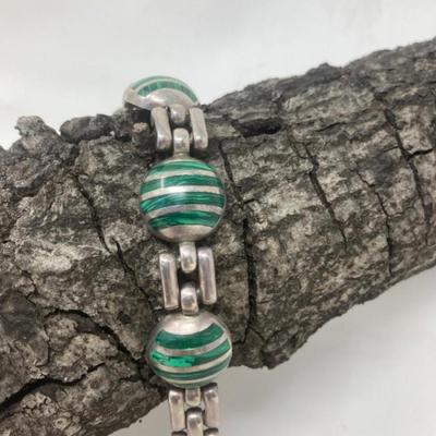 Sterling and possibly malachite bracelet