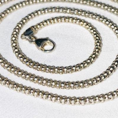 18k White Gold Popcorn Chain 17â€