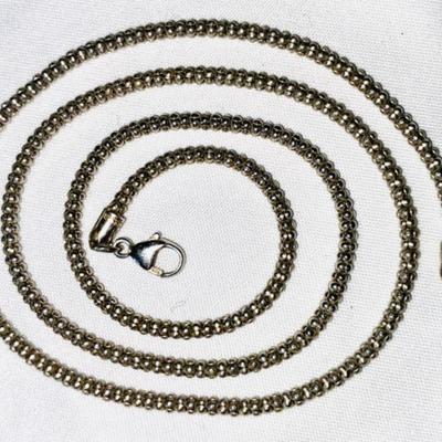 18k White Gold Popcorn Chain 17â€