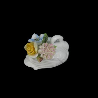 Vintage Swan with Flowers Figurine