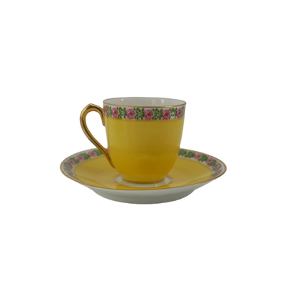 Antique Yellow Rose Designed Cups and Saucers