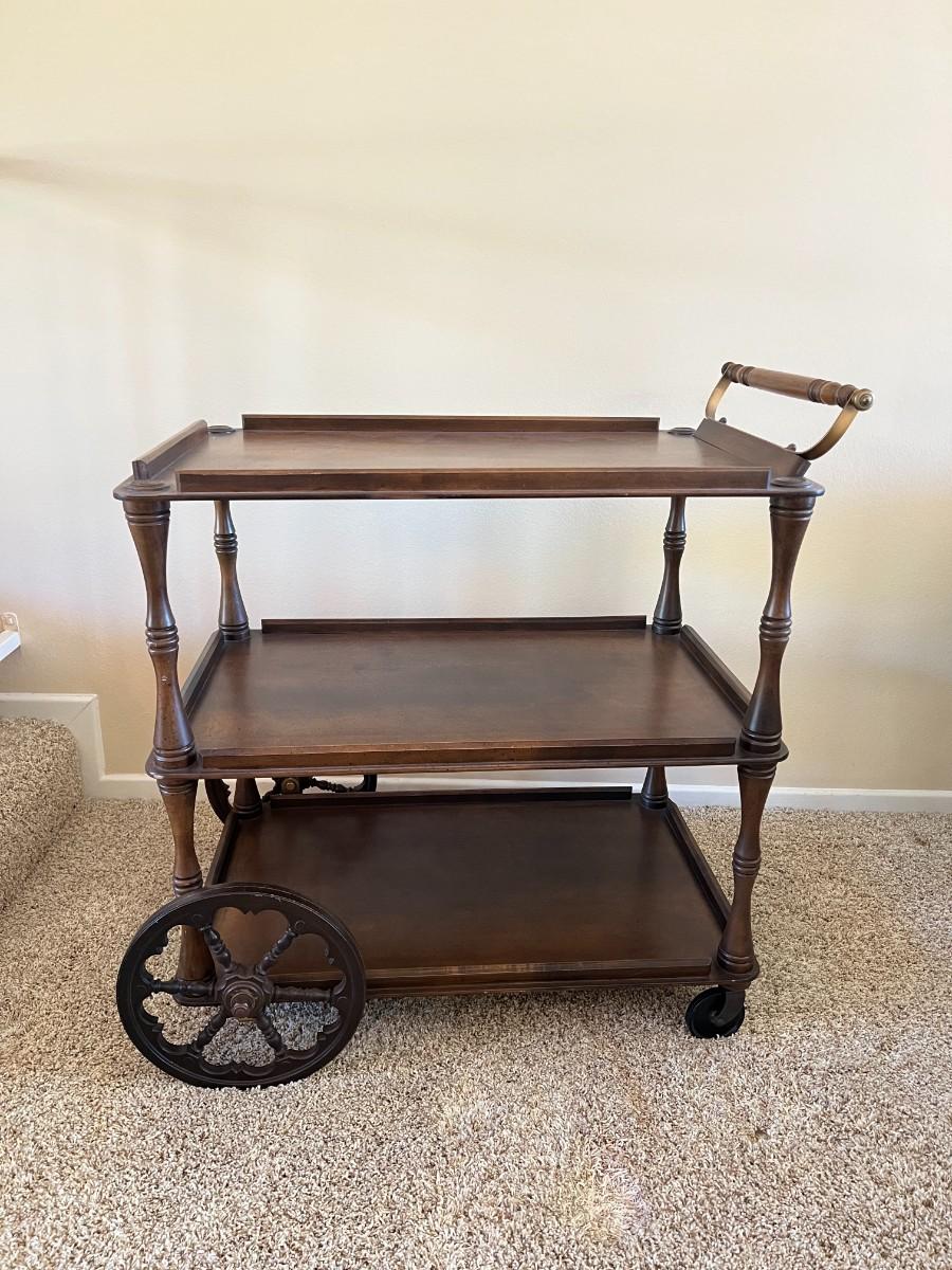 Antique 3 Tier Mahogany Wood Serving Tea Bar Cart Tea Wagon |  EstateSales.org