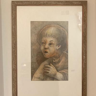 Framed drawing of a child