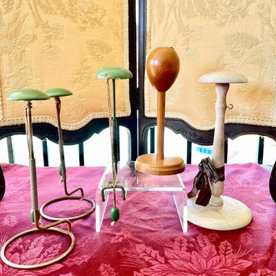 LOT 16  GROUP OF VINTAGE WOODEN HAT STANDS