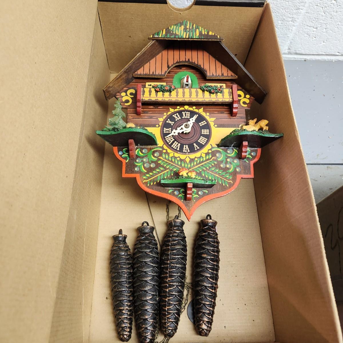 Vintage Cuckoo clock with weights for parts or repair